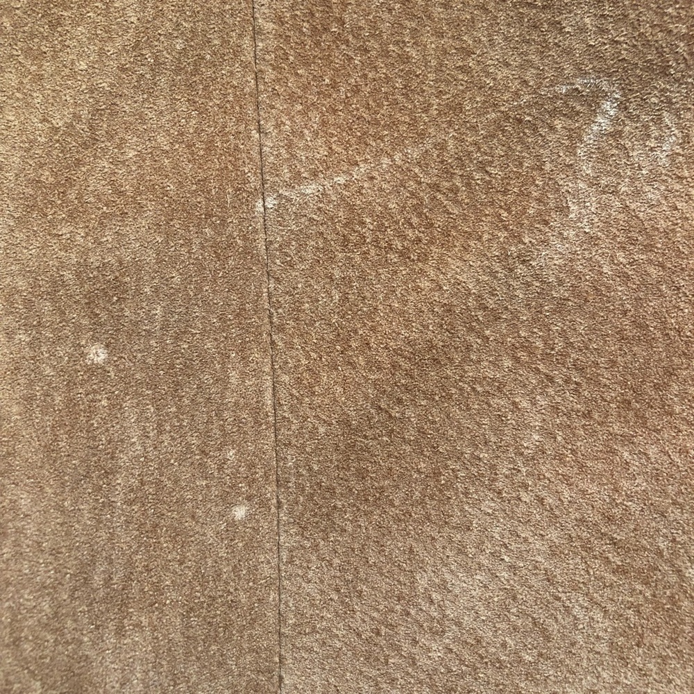 SOLD Vintage Caramel Suede & Fur Belted Coat Jacket 70s Size 40 - Picture 13 of 13